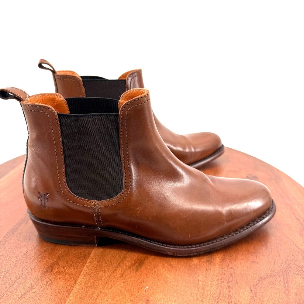 Frye Chelsea Boots Cognac Brown Leather Goodyear Welt Made in Spain Women 6